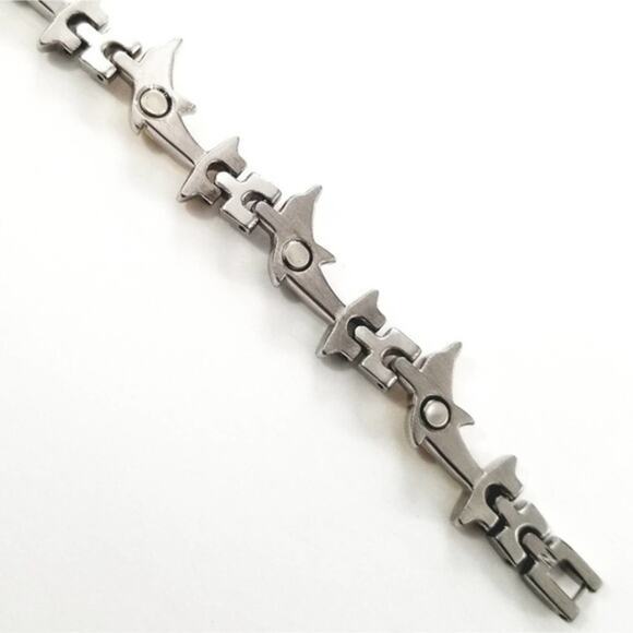 New stainless steel dolphin magnetic bracelet 7.5" - Picture 3 of 7